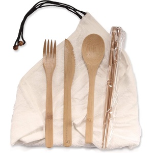 image:imageBambooMN Reusable Travel Bamboo Rayon Washcloth Set with Utensils  1 Set BlackCream