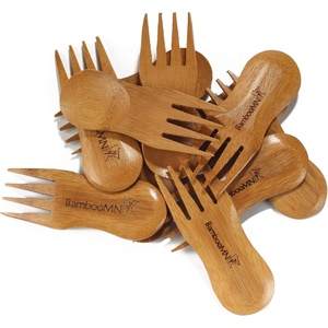image:imageBambooMN Solid Bamboo Stubby Spork 4  All Natural Reusable Utensils  100 pcs10