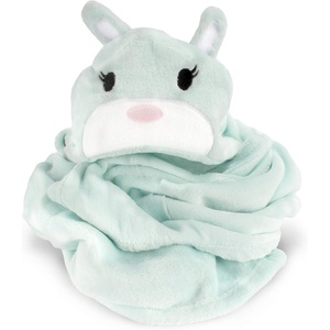 image:imageBambooMN Super Soft Hooded Baby Bath Animal Towels  Cute Nursery Essentials Ages Newborn to Toddler  For GirlsBoysLight Blue Rabbit