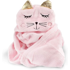 image:imageBambooMN Super Soft Hooded Baby Bath Animal Towels  Cute Nursery Essentials Ages Newborn to Toddler  For GirlsBoysPink Cat
