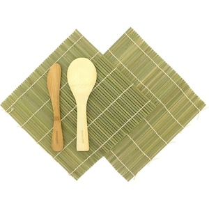 image:imageBambooMN Sushi Making Kit 3 Sets of 2x Green Bamboo Rolling Mats 1x Rice Paddle 1x Spreader  100 Bamboo Mats and Utensils