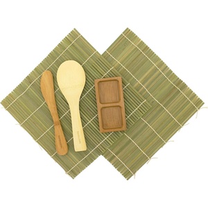image:imageBambooMN Sushi Making Kit 3 Sets of 2x Green Bamboo Rolling Mats 1x Rice Paddle 1x Spreader 1 Compartment Sauce Dish