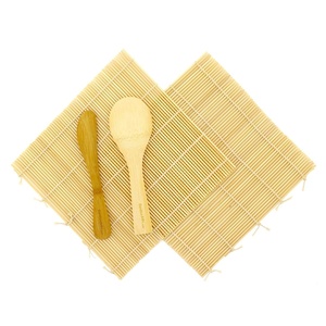 image:imageBambooMN Sushi Making Kit 3 Sets of 2x Natural Bamboo Rolling Mats 1x Rice Paddle 1x Spreader  100 Bamboo Mats and Utensils