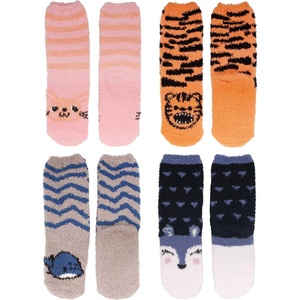 image:imageBambooMN Womens Super Soft Cute Fuzzy Cozy Warm Animal Face Indoor Outdoor Cabin Crew Home SocksAssortment C