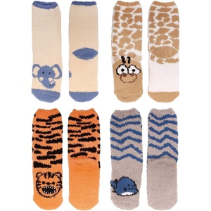 image:imageBambooMN Womens Super Soft Cute Fuzzy Cozy Warm Animal Face Indoor Outdoor Cabin Crew Home SocksAssortment D