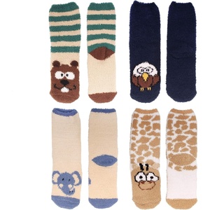 image:imageBambooMN Womens Super Soft Cute Fuzzy Cozy Warm Animal Face Indoor Outdoor Cabin Crew Home SocksAssortment a