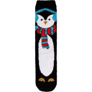 image:imageBambooMN Womens Super Soft Cute Fuzzy Cozy Warm Animal Face Indoor Outdoor Cabin Crew Home SocksChristmas Penguin