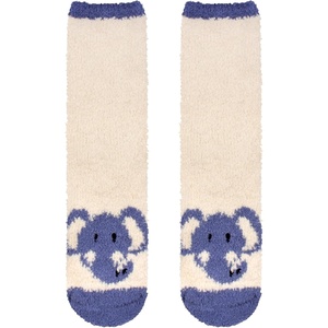 image:imageBambooMN Womens Super Soft Cute Fuzzy Cozy Warm Animal Face Indoor Outdoor Cabin Crew Home SocksElephant 2 Pairs