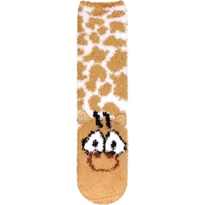 image:imageBambooMN Womens Super Soft Cute Fuzzy Cozy Warm Animal Face Indoor Outdoor Cabin Crew Home SocksGiraffe