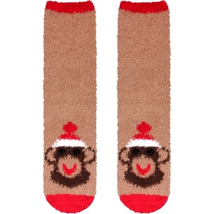 image:imageBambooMN Womens Super Soft Cute Fuzzy Cozy Warm Animal Face Indoor Outdoor Cabin Crew Home SocksMonkey 2 Pairs