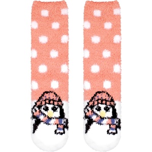image:imageBambooMN Womens Super Soft Cute Fuzzy Cozy Warm Animal Face Indoor Outdoor Cabin Crew Home SocksPenguin 2 Pairs