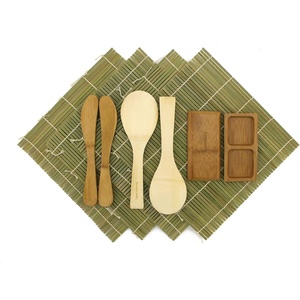image:imageSushi Making Kit 2 SETS of Green Bamboo Rolling Mats Rice Paddle Spreader Sauce DishGreen Deluxe