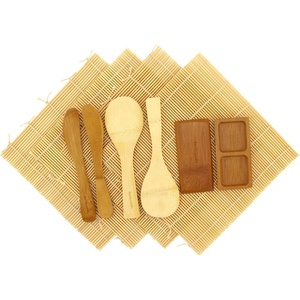 image:imageSushi Making Kit 2 SETS of Green Bamboo Rolling Mats Rice Paddle Spreader Sauce DishNatural Deluxe