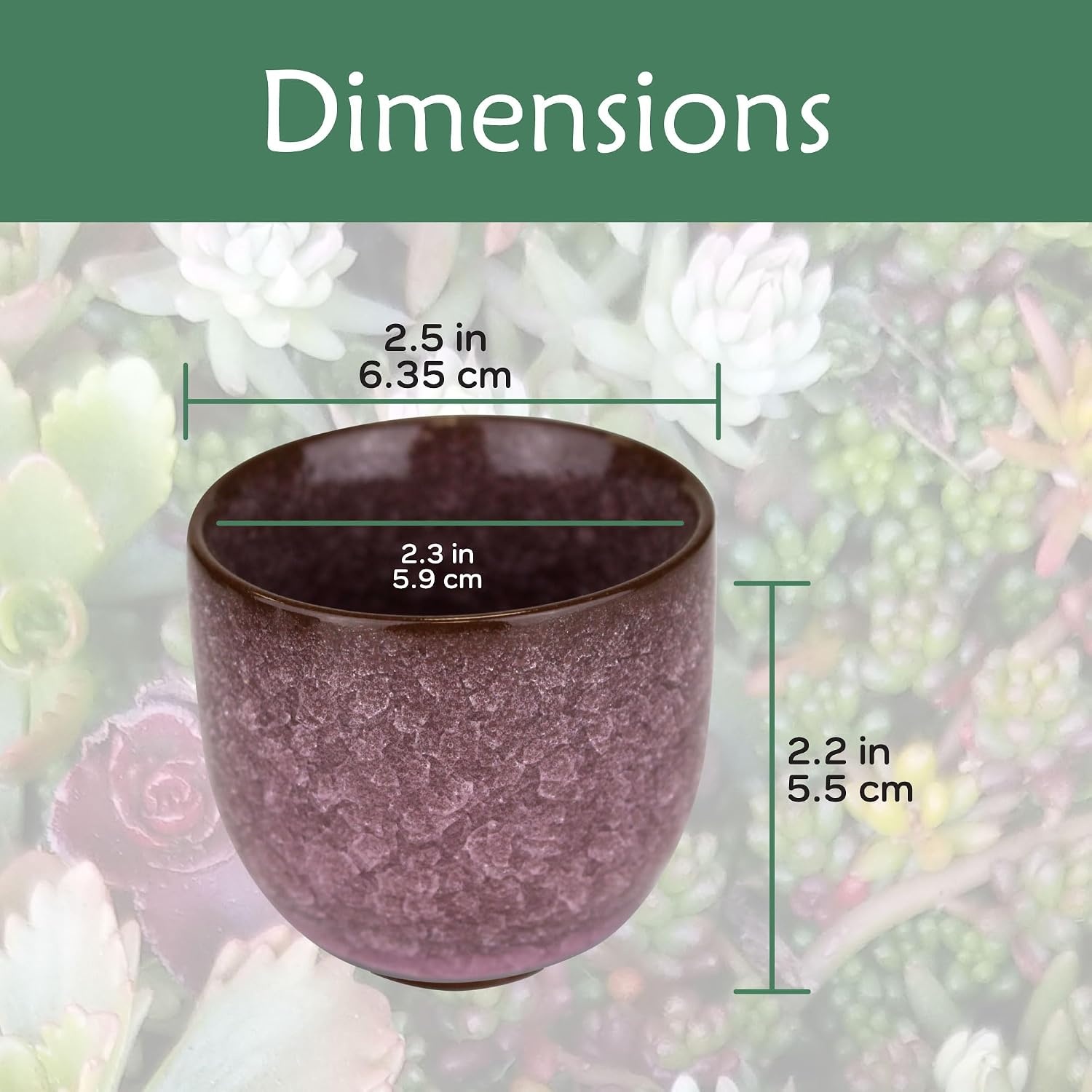 image:imageBambooMN Ice Crack Succulent Pots  6 Pots  Medium Round  Assorted Colors  256 Color Medium Pots