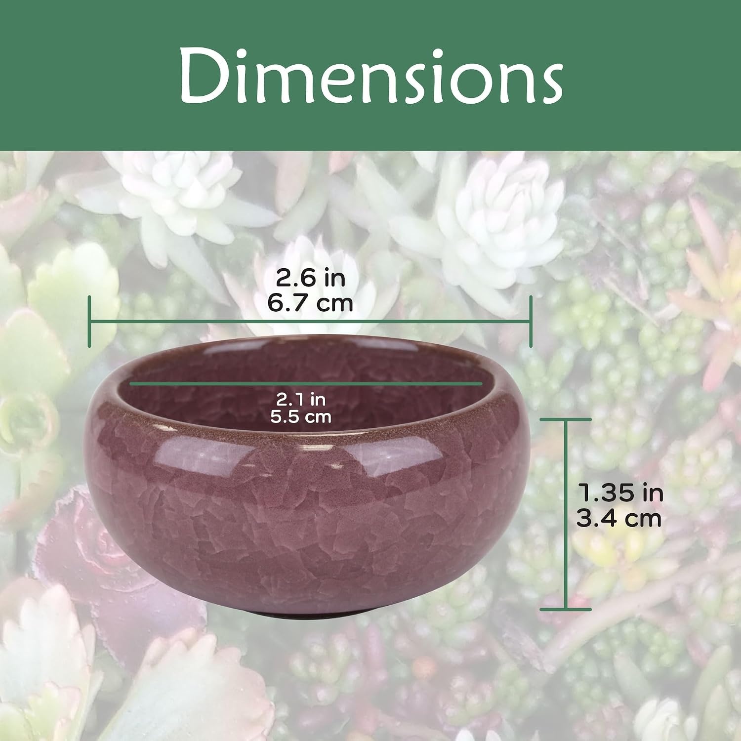 image:imageBambooMN Ice Crack Succulent Pots  6 Pots  Small Round  Assorted Colors  266 Color Small Pots