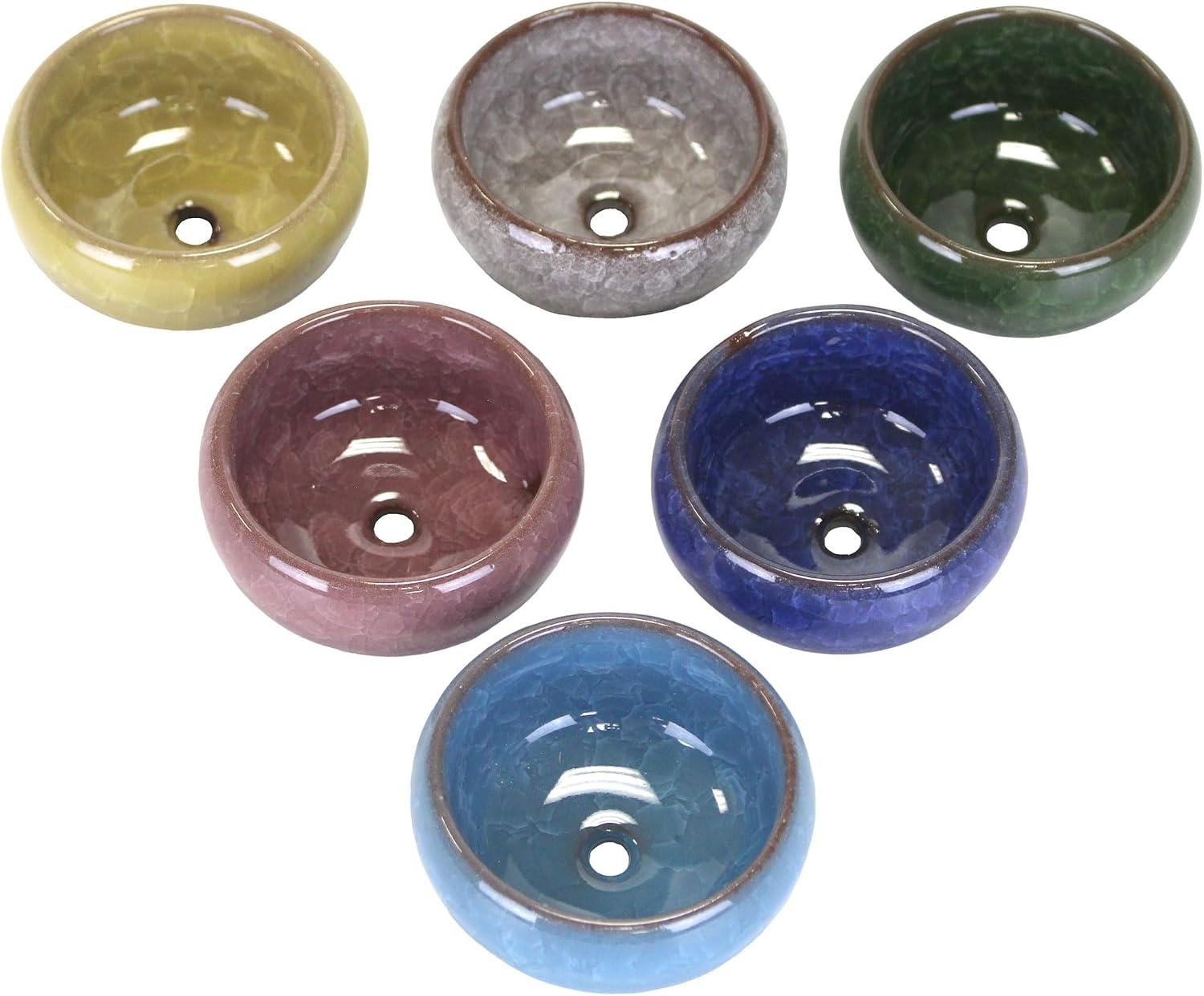 image:imageBambooMN Ice Crack Succulent Pots  6 Pots  Small Round  Assorted Colors  266 Color Small Pots