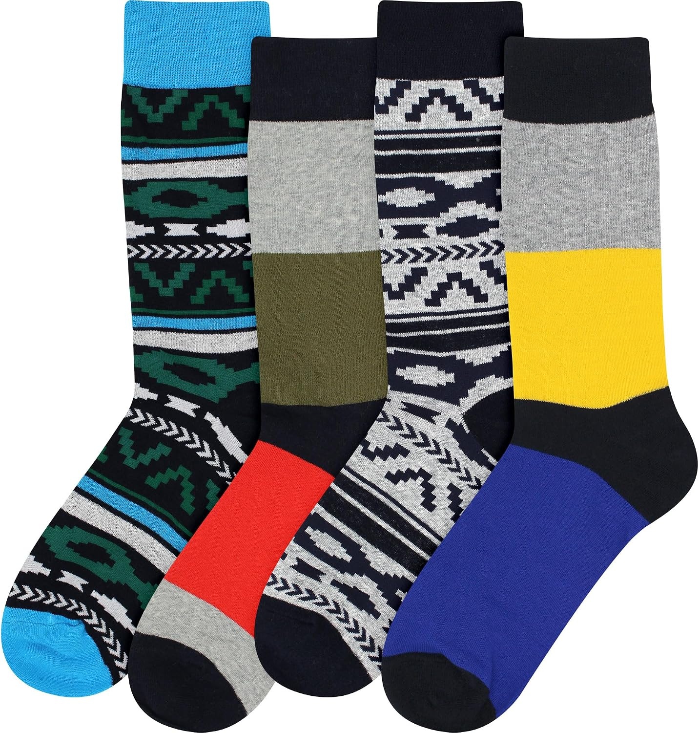 image:imageBambooMN Mens Designed Colorful Cotton Dress Socks  8 Pair Assorted Value PackAssortment 8b