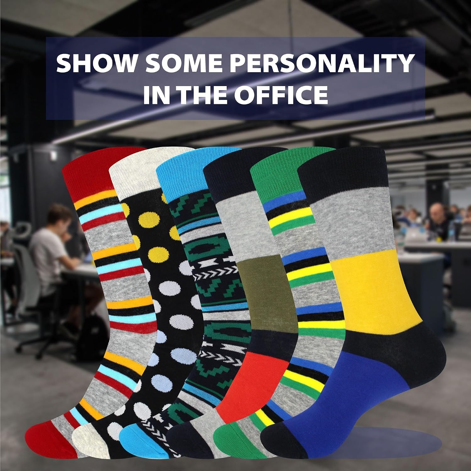 image:imageBambooMN Mens Designed Colorful Cotton Dress Socks  8 Pair Assorted Value PackAssortment 8b