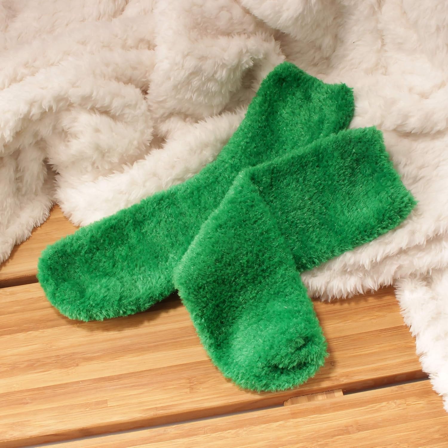 image:imageBambooMN Womens Super Soft and Cozy Feather Light Fuzzy Socks  Multiple Color Options  Two Sizes  Value Packs02  Leafy Green