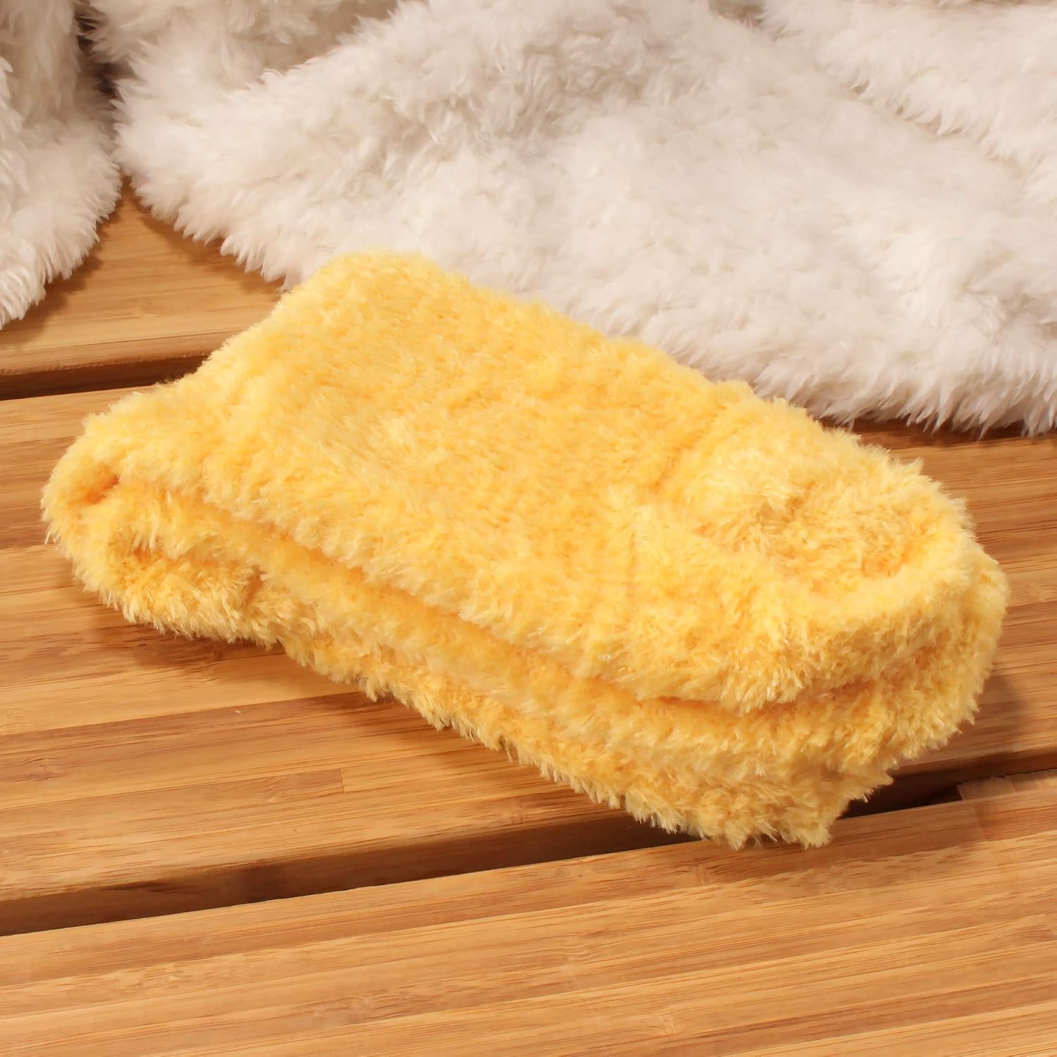 image:imageBambooMN Womens Super Soft and Cozy Feather Light Fuzzy Socks  Multiple Color Options  Two Sizes  Value Packs04  Sunshine Yellow