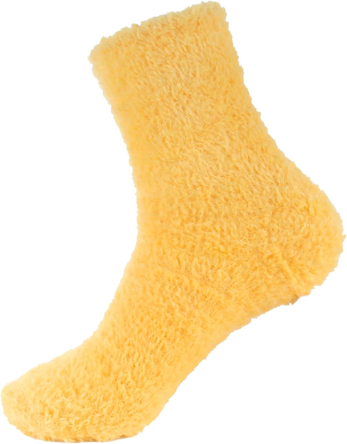 image:imageBambooMN Womens Super Soft and Cozy Feather Light Fuzzy Socks  Multiple Color Options  Two Sizes  Value Packs04  Sunshine Yellow