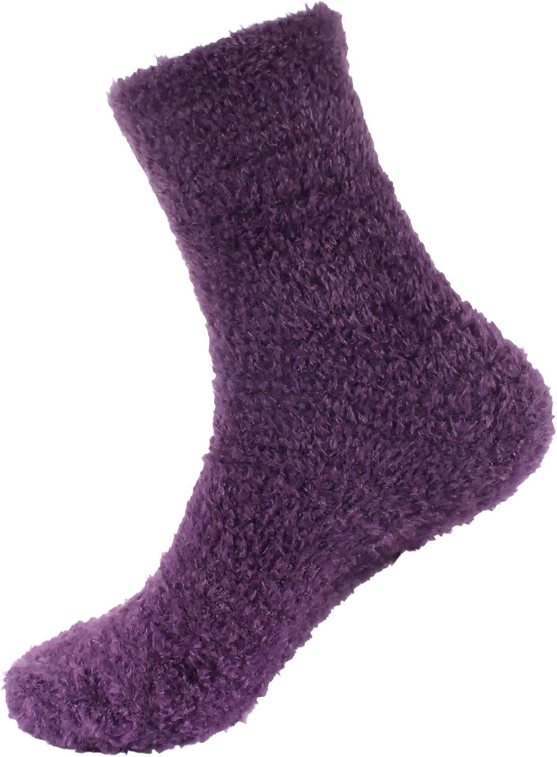image:imageBambooMN Womens Super Soft and Cozy Feather Light Fuzzy Socks  Multiple Color Options  Two Sizes  Value Packs10  Pirate Purple