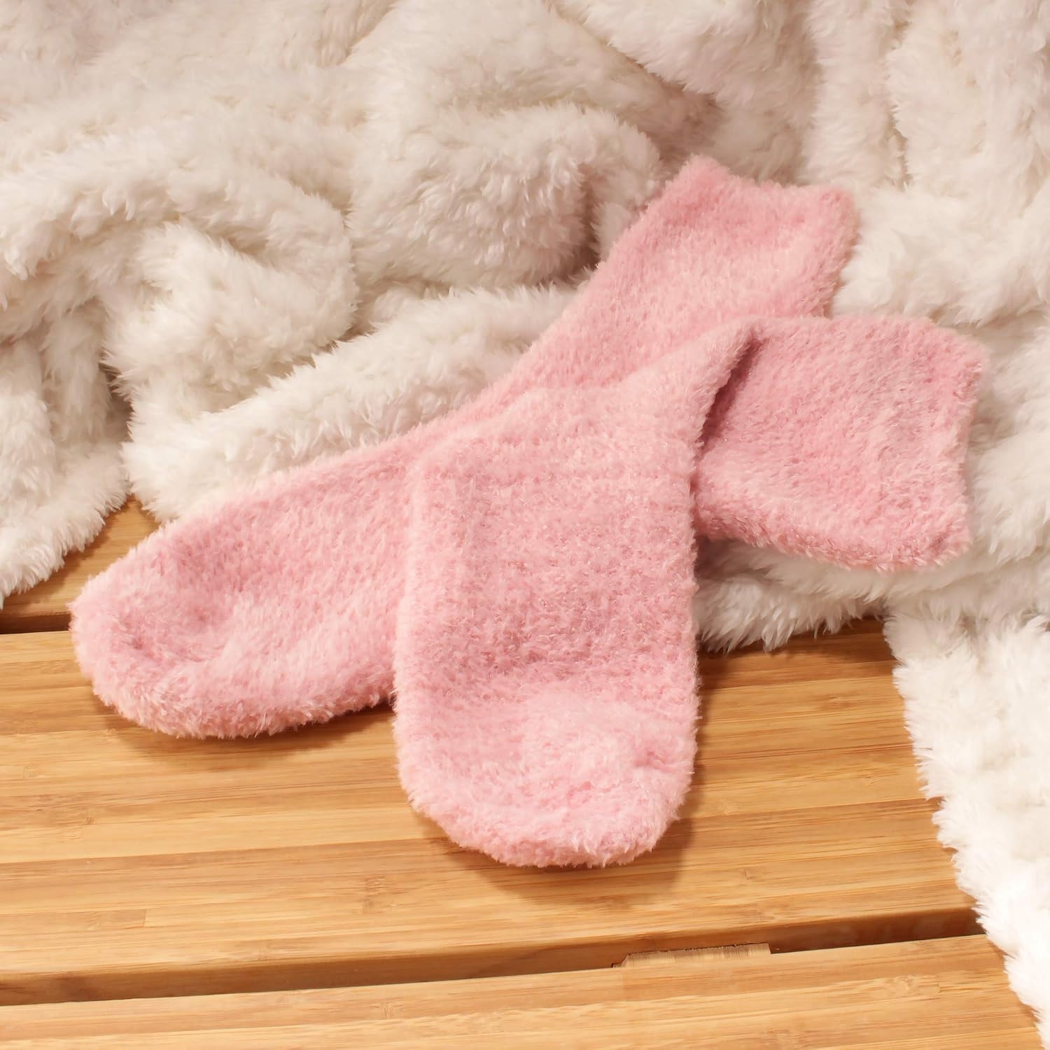 image:imageBambooMN Womens Super Soft and Cozy Feather Light Fuzzy Socks  Multiple Color Options  Two Sizes  Value Packs12  Tinkerbell Pink