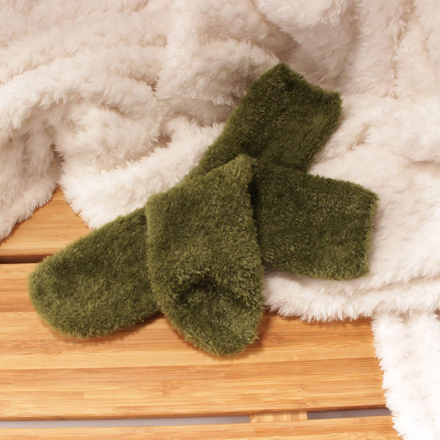 image:imageBambooMN Womens Super Soft and Cozy Feather Light Fuzzy Socks  Multiple Color Options  Two Sizes  Value Packs16  Clover Green