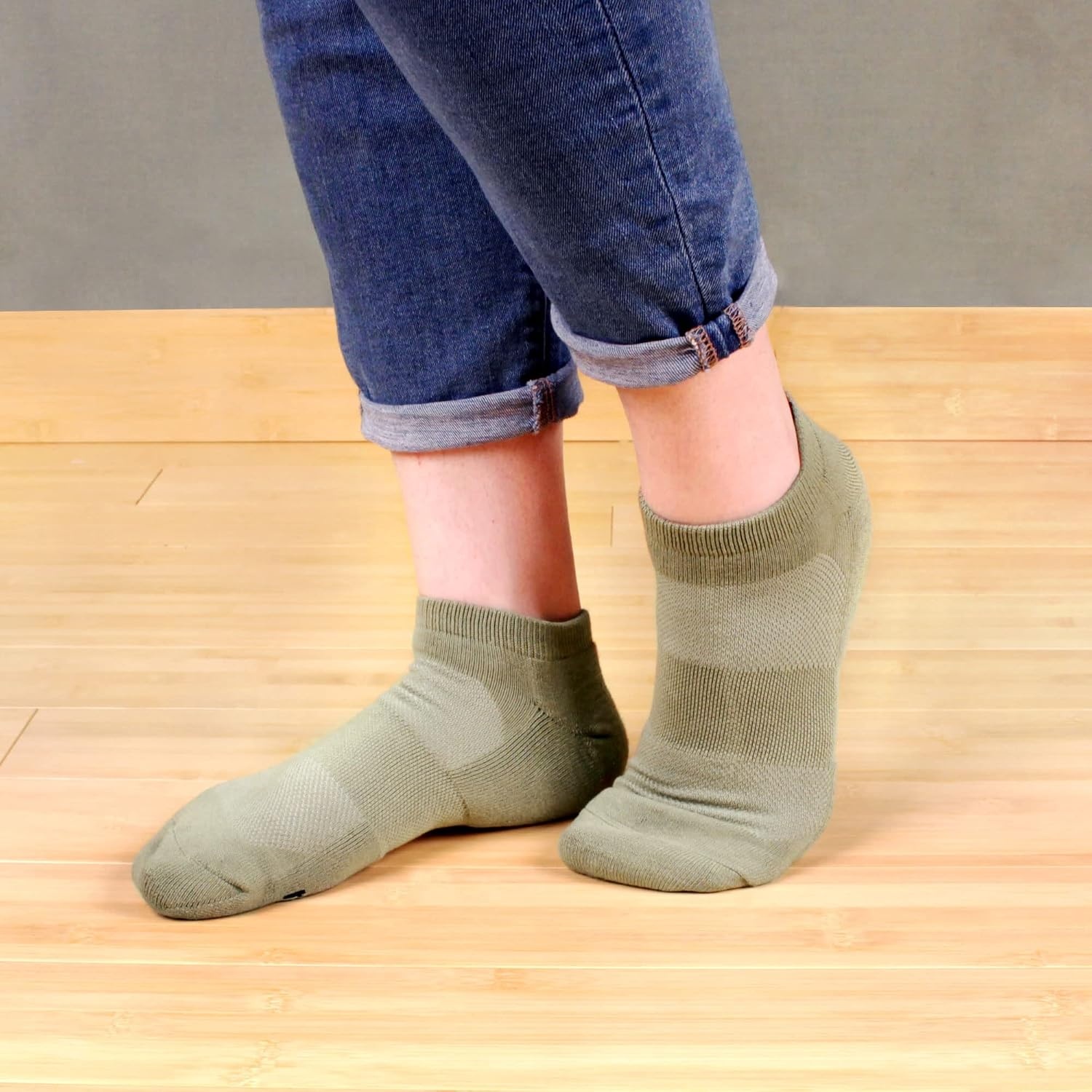 image:imageWomens Rayon from Bamboo Fiber Colored Sports Superior Wicking Athletic Ankle Socks  4 Pair Value PackOlive Green