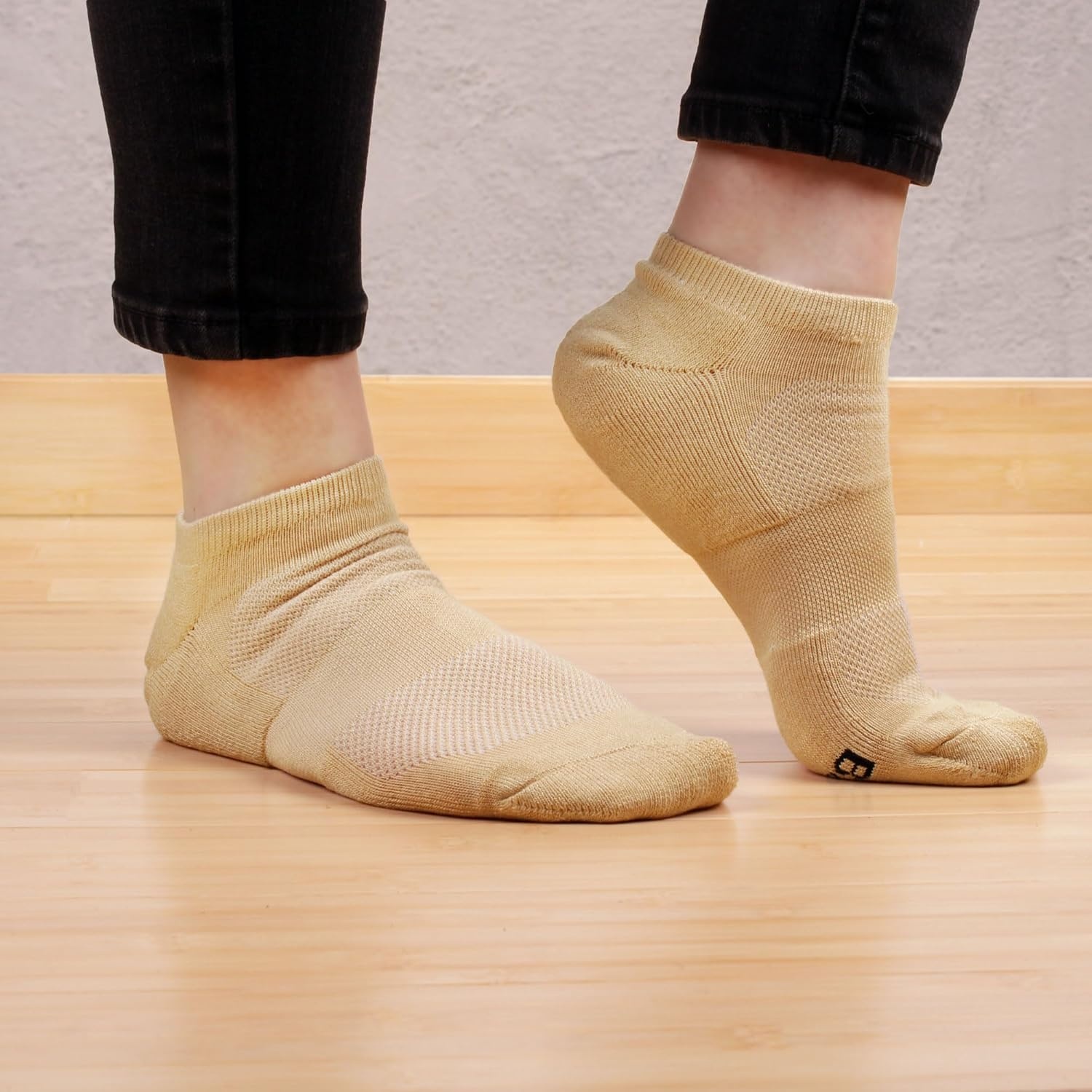 image:imageWomens Rayon from Bamboo Fiber Colored Sports Superior Wicking Athletic Ankle Socks  4 Pair Value PackTan