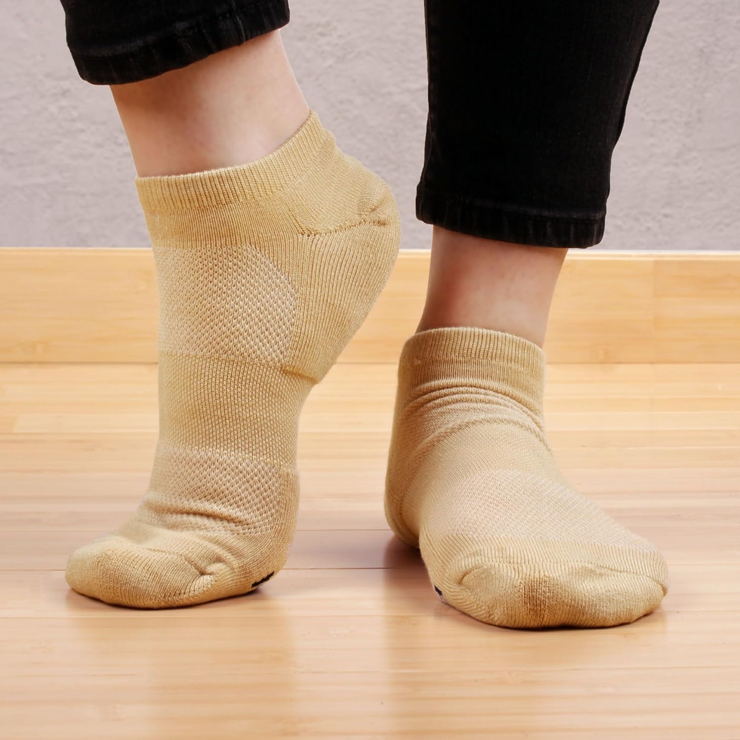 image:imageWomens Rayon from Bamboo Fiber Colored Sports Superior Wicking Athletic Ankle Socks  4 Pair Value PackTan