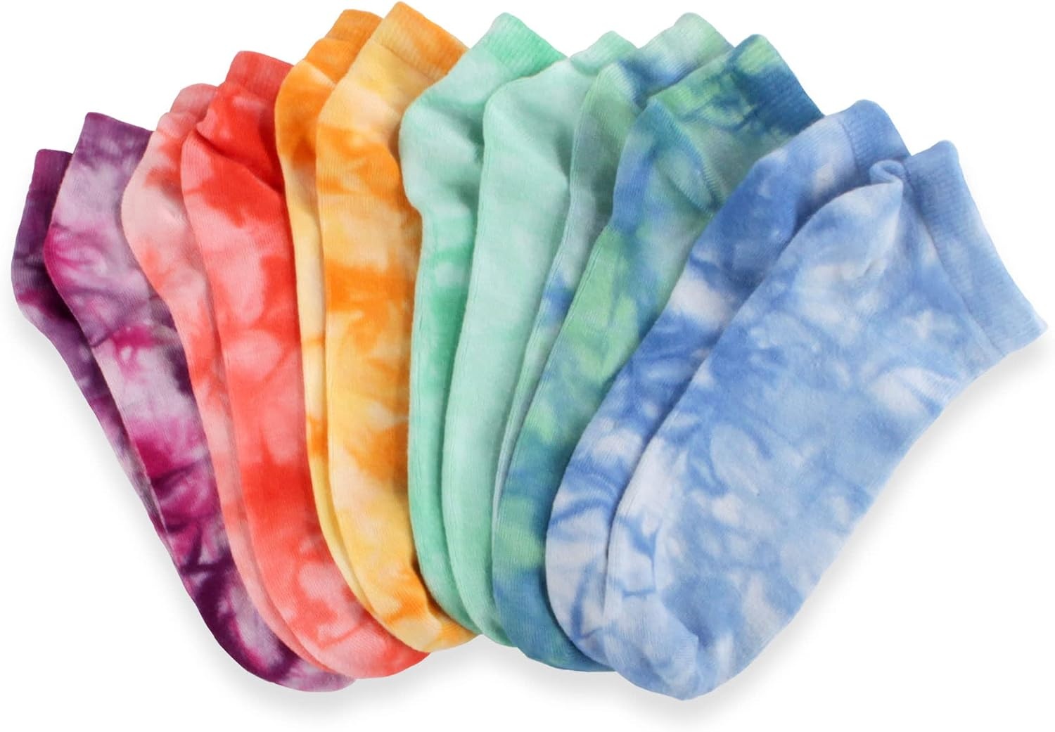 image:imageWomens Rayon from Bamboo Fiber Colored Sports Superior Wicking Athletic Ankle Socks  4 Pair Value PackTie Dye Red