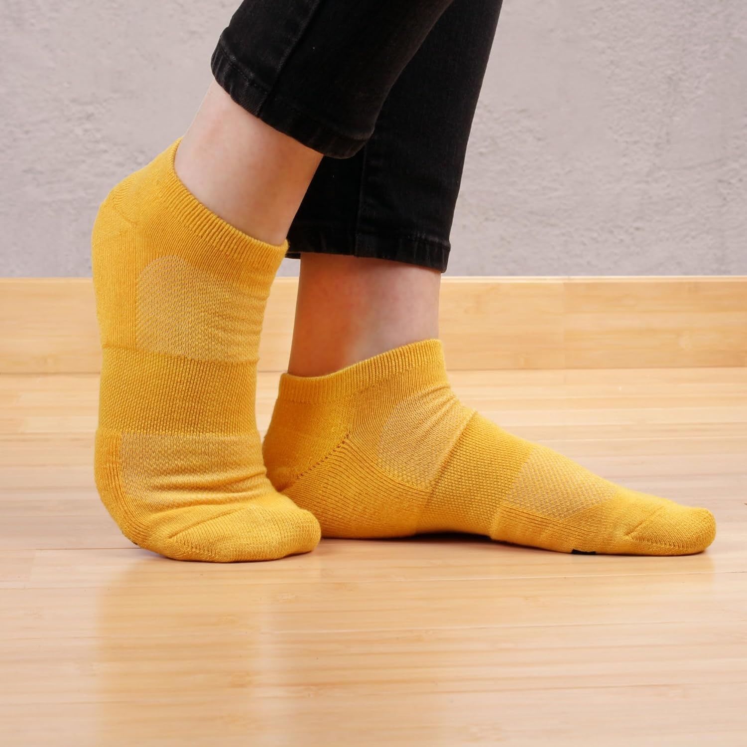 image:imageWomens Rayon from Bamboo Fiber Colored Sports Superior Wicking Athletic Ankle Socks  4 Pair Value PackYellow