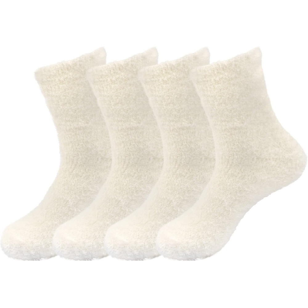 image:imageBambooMN Womens Super Soft and Cozy Feather Light Fuzzy Socks  Multiple Color Options  Two Sizes  Value Packs05  Cream White