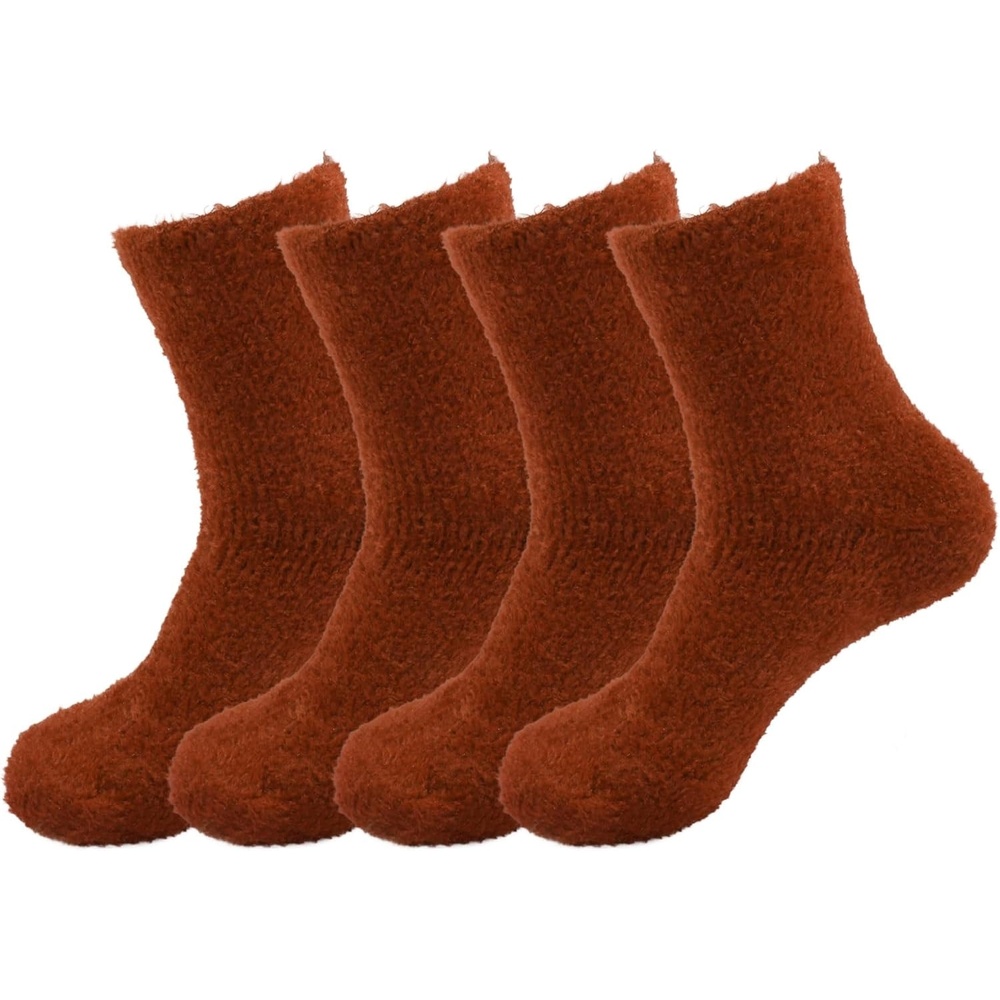 image:imageBambooMN Womens Super Soft and Cozy Feather Light Fuzzy Socks  Multiple Color Options  Two Sizes  Value Packs07  Bricks Burgundy