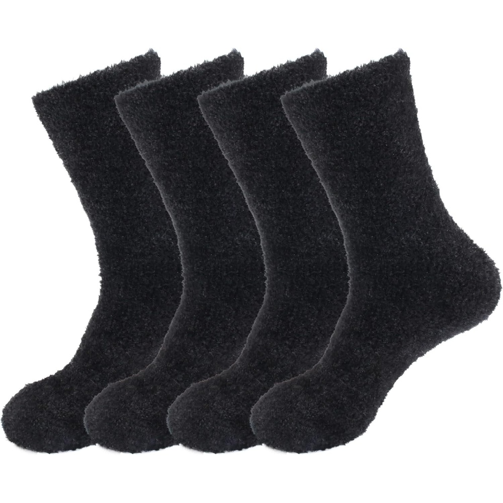 image:imageBambooMN Womens Super Soft and Cozy Feather Light Fuzzy Socks  Multiple Color Options  Two Sizes  Value Packs08  Coal Black