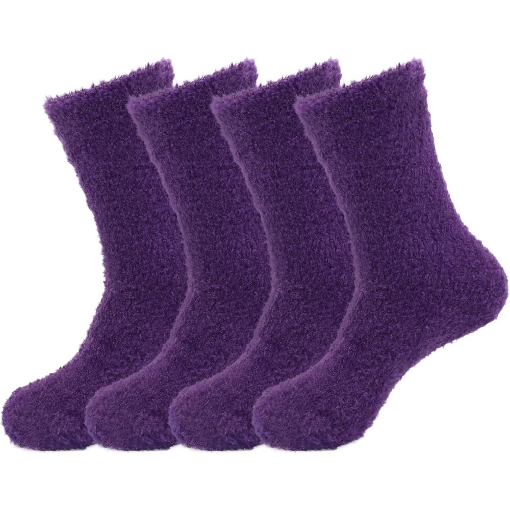 image:imageBambooMN Womens Super Soft and Cozy Feather Light Fuzzy Socks  Multiple Color Options  Two Sizes  Value Packs10  Pirate Purple