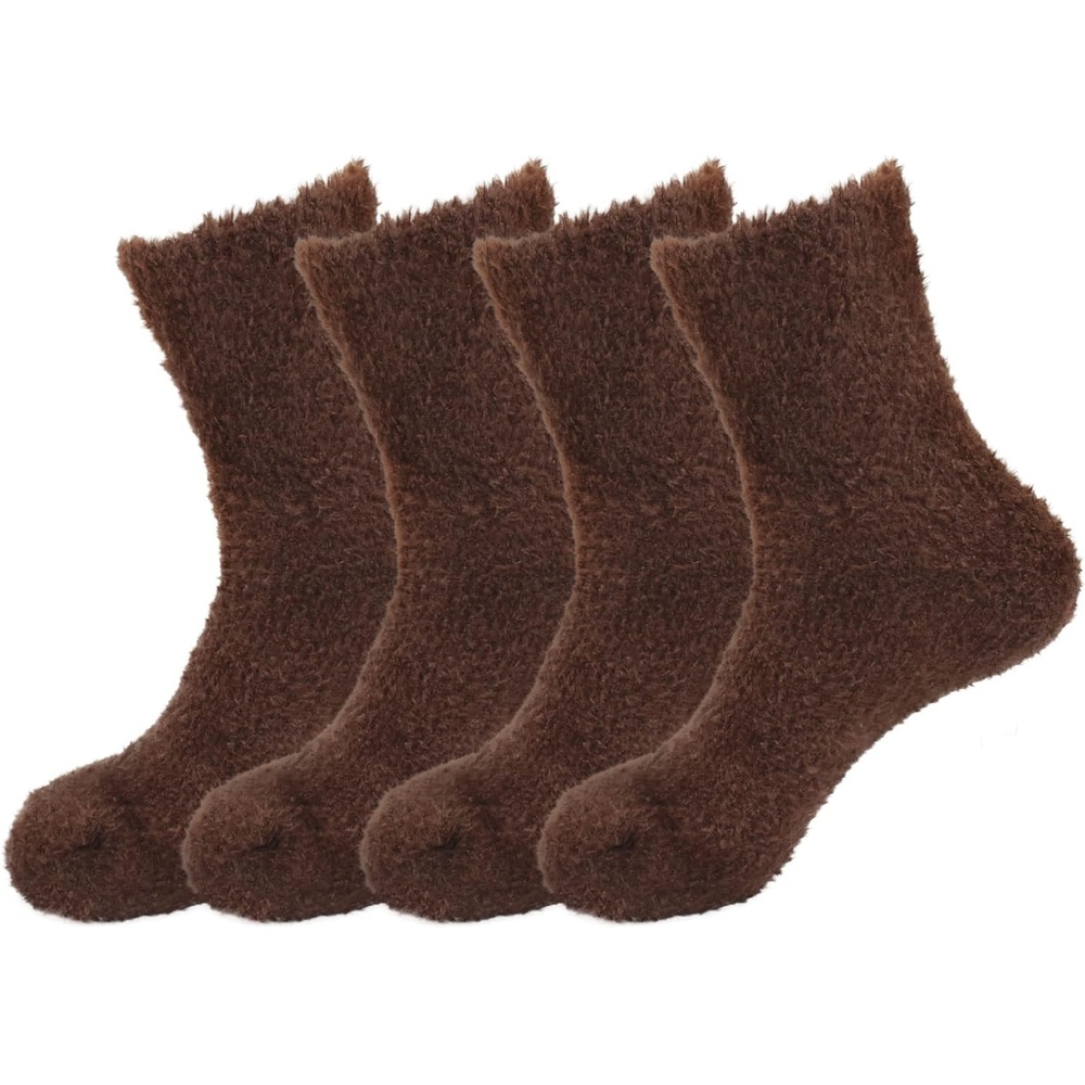 image:imageBambooMN Womens Super Soft and Cozy Feather Light Fuzzy Socks  Multiple Color Options  Two Sizes  Value Packs13  Brown