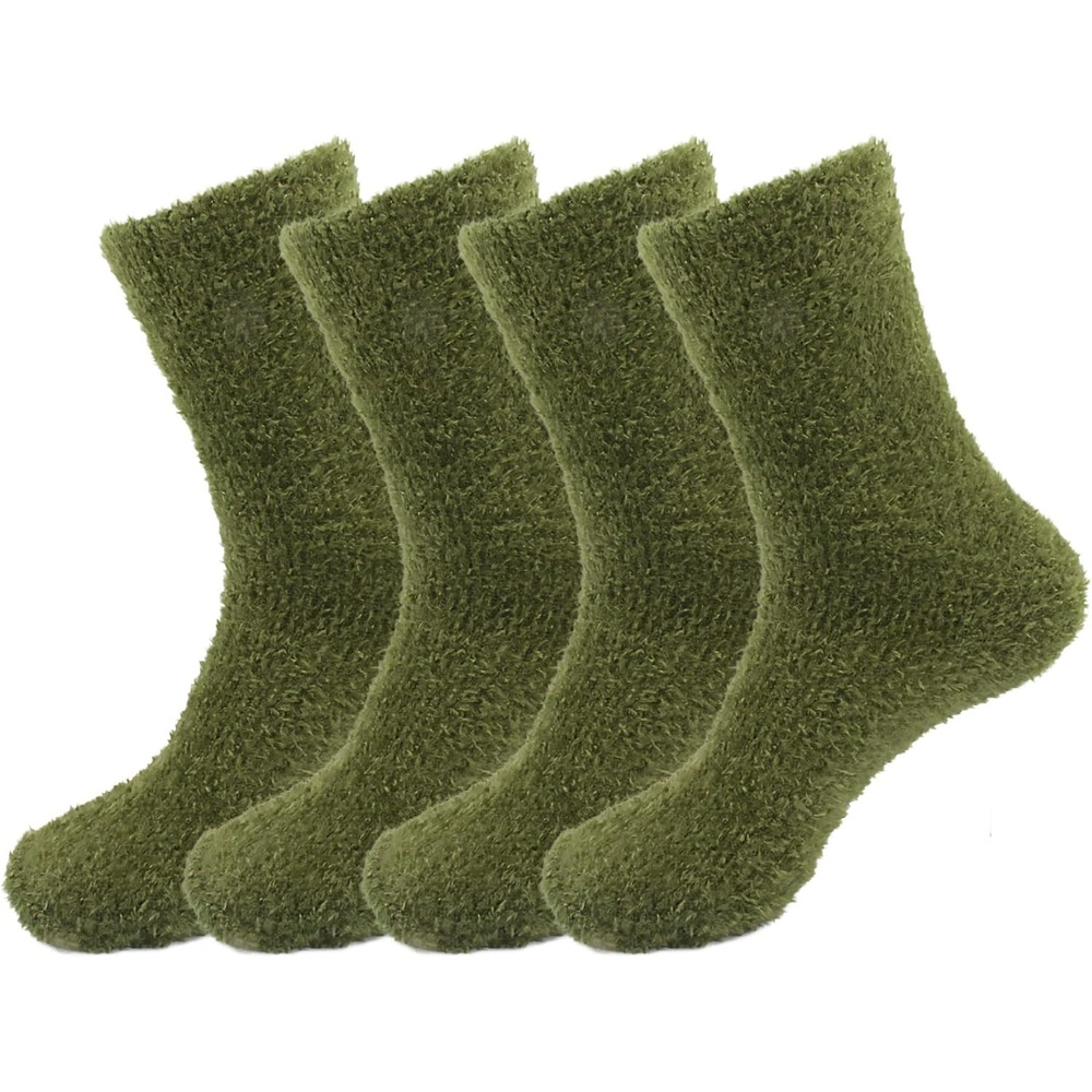 image:imageBambooMN Womens Super Soft and Cozy Feather Light Fuzzy Socks  Multiple Color Options  Two Sizes  Value Packs16  Clover Green