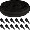 image:image10 Yards 5 Nylon Coil Zipper Tape with 10 Metal Slider Pulls  TanBlack