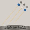 image:imageBambooMN  Holiday 6Point Star Bamboo Picks Skewers for Fruit Sandwiches Cocktails  59 15cm  Gold Silver  100pcsBlue  White