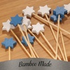 image:imageBambooMN  Holiday 6Point Star Bamboo Picks Skewers for Fruit Sandwiches Cocktails  59 15cm  Gold Silver  100pcsBlue  White