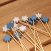 image:imageBambooMN  Holiday 6Point Star Bamboo Picks Skewers for Fruit Sandwiches Cocktails  59 15cm  Gold Silver  100pcsBlue  White
