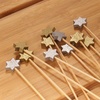 image:imageBambooMN  Holiday 6Point Star Bamboo Picks Skewers for Fruit Sandwiches Cocktails  59 15cm  Gold Silver  100pcsGold  Silver