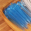 image:imageBambooMN  Triangular Prism Plastic Fruit Appetizer Cocktail Pick 35 9cm  Clear  300 PiecesBlue