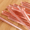 image:imageBambooMN  Triangular Prism Plastic Fruit Appetizer Cocktail Pick 35 9cm  Clear  300 PiecesPink wGold Glitter