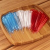 image:imageBambooMN  Triangular Prism Plastic Fruit Appetizer Cocktail Pick 35 9cm  Clear  300 PiecesRed  Clear  Blue