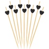 image:imageBambooMN 39 Decorative Black Heart Bamboo Cocktail Fruit Sandwich Picks Skewers for Catered Events Holidays Restaurants or Buffets Party Supplies 100 Pieces1000 Pieces
