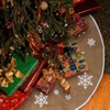 image:imageBambooMN 39 Round Christmas Tree Skirt Floor Base Cover Decoration Holiday Collection Jute Burlap Gnome Edition 2 Pieces31 Snowflake