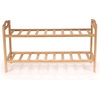 image:imageBambooMN 4Tier Bamboo Wood Shoe Rack for Entryway or Doorway  Brown Finish  Single Rack2tier Natural